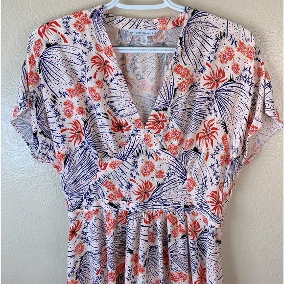 & Other Stories Floral Shinjuki Blue Red V-Neck Asian Inspired Mini Dress Size 6 - Picture 5 of 10